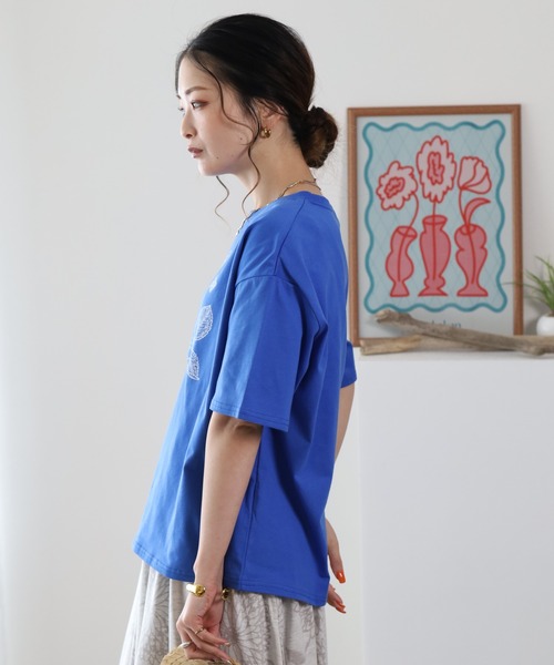 BARNDOOR(バーンドア)の「20/-天竺ダリア水彩プリントT 26SS(Tシャツ/カットソー・レディース・オフホワイト/レッド/ブラック・FREE)」の9枚目の写真