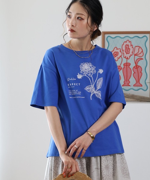 BARNDOOR(バーンドア)の「20/-天竺ダリア水彩プリントT 26SS(Tシャツ/カットソー・レディース・オフホワイト/レッド/ブラック・FREE)」の12枚目の写真
