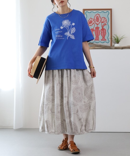 BARNDOOR(バーンドア)の「20/-天竺ダリア水彩プリントT 26SS(Tシャツ/カットソー・レディース・オフホワイト/レッド/ブラック・FREE)」の13枚目の写真