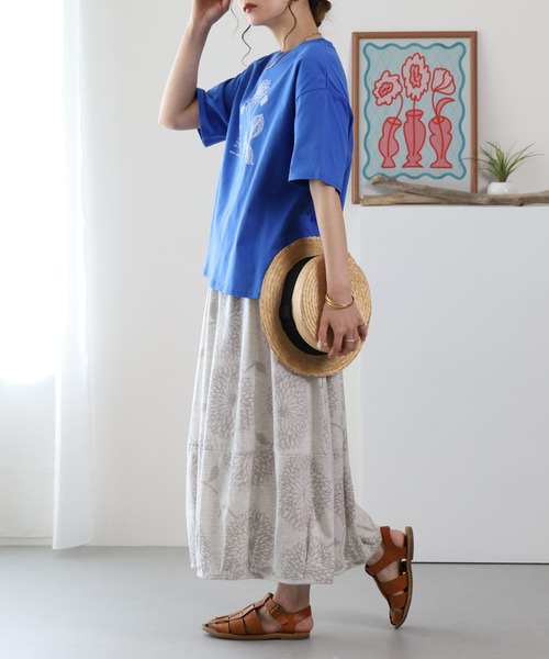 BARNDOOR(バーンドア)の「20/-天竺ダリア水彩プリントT 26SS(Tシャツ/カットソー・レディース・オフホワイト/レッド/ブラック・FREE)」の14枚目の写真