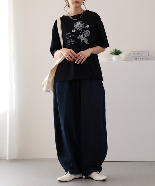 BARNDOOR(バーンドア)の「20/-天竺ダリア水彩プリントT 26SS(Tシャツ/カットソー・レディース・オフホワイト/レッド/ブラック・FREE)」の5枚目の写真
