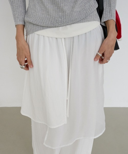 FAVORITO(ファヴォリート)の「レイヤード風ワイドパンツ(その他パンツ・レディース・ホワイト/ブラック・F)」の4枚目の写真