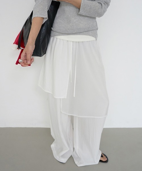 FAVORITO(ファヴォリート)の「レイヤード風ワイドパンツ(その他パンツ・レディース・ホワイト/ブラック・F)」の13枚目の写真
