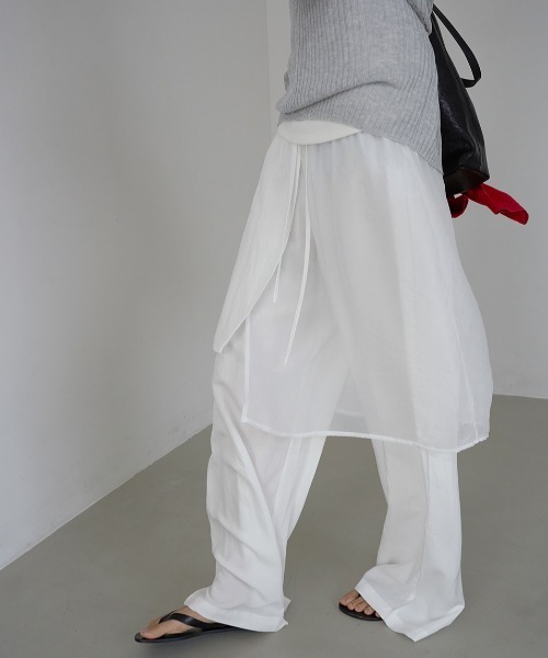 FAVORITO(ファヴォリート)の「レイヤード風ワイドパンツ(その他パンツ・レディース・ホワイト/ブラック・F)」の14枚目の写真