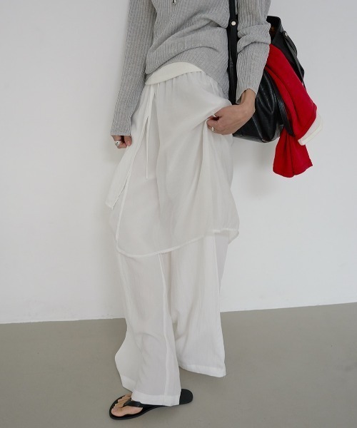 FAVORITO(ファヴォリート)の「レイヤード風ワイドパンツ(その他パンツ・レディース・ホワイト/ブラック・F)」の16枚目の写真
