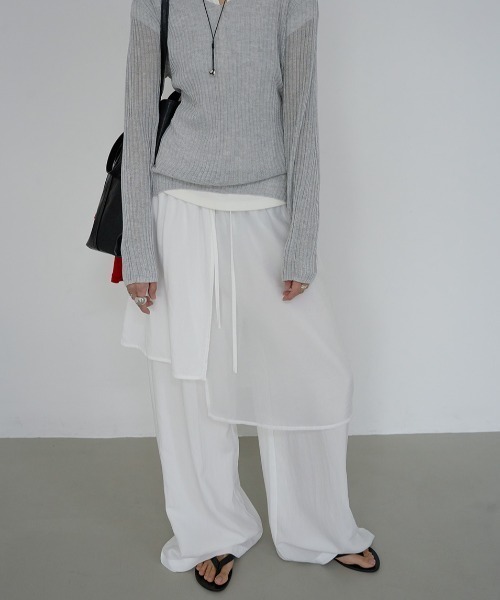 FAVORITO(ファヴォリート)の「レイヤード風ワイドパンツ(その他パンツ・レディース・ホワイト/ブラック・F)」の18枚目の写真