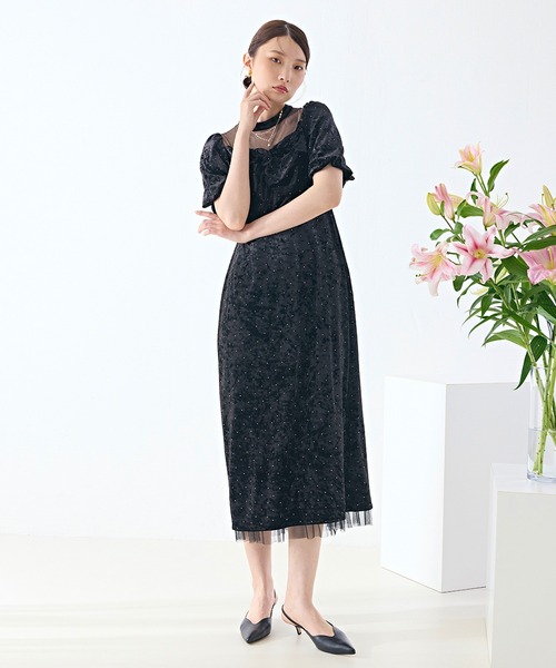 Kana(カナ)の「クラッシュベロア×ラインストーンIラインワンピースドレス(ドレス・レディース・ブラウン/グレー/ブラック・M)」の10枚目の写真