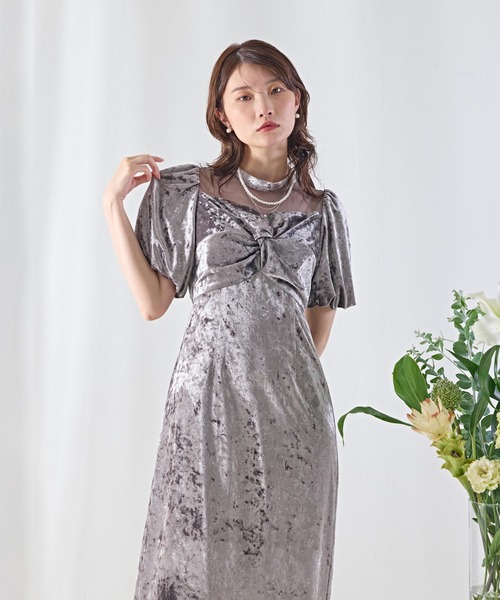 Kana(カナ)の「クラッシュベロア×ラインストーンIラインワンピースドレス(ドレス・レディース・ブラウン/グレー/ブラック・M)」の17枚目の写真