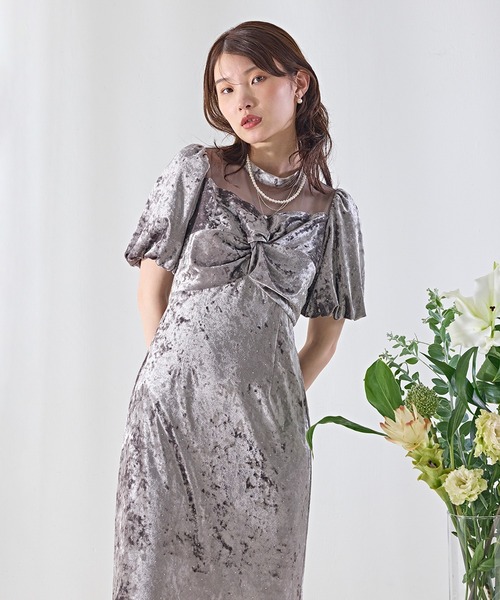 Kana(カナ)の「クラッシュベロア×ラインストーンIラインワンピースドレス(ドレス・レディース・ブラウン/グレー/ブラック・M)」の20枚目の写真