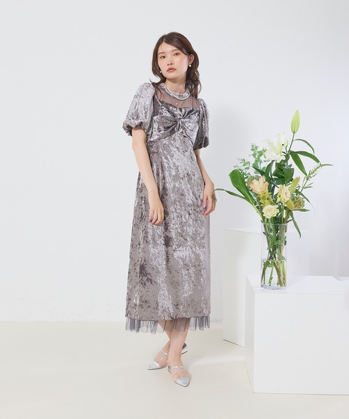 Kana(カナ)の「クラッシュベロア×ラインストーンIラインワンピースドレス(ドレス・レディース・ブラウン/グレー/ブラック・M)」の22枚目の写真