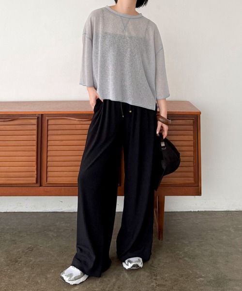 Doux archives(ドゥアルシーヴ)の「サイドスリットシアーカットプルオーバー(Tシャツ/カットソー・レディース・サックスブルー/アイボリー/グレイッシュベージュ・FREE)」の7枚目の写真
