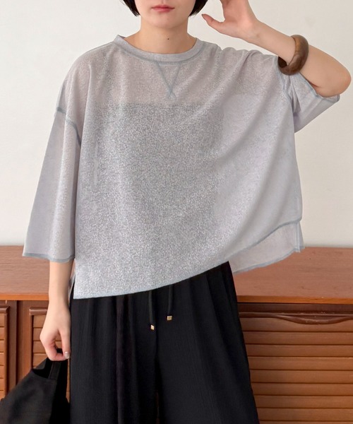 Doux archives(ドゥアルシーヴ)の「サイドスリットシアーカットプルオーバー(Tシャツ/カットソー・レディース・サックスブルー/アイボリー/グレイッシュベージュ・FREE)」の11枚目の写真