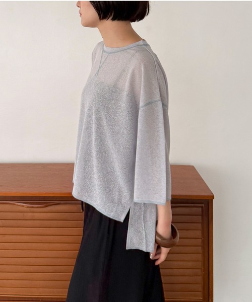 Doux archives(ドゥアルシーヴ)の「サイドスリットシアーカットプルオーバー(Tシャツ/カットソー・レディース・サックスブルー/アイボリー/グレイッシュベージュ・FREE)」の12枚目の写真