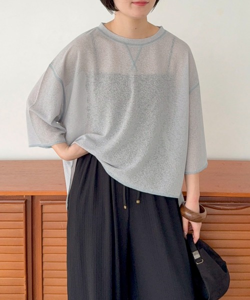 Doux archives(ドゥアルシーヴ)の「サイドスリットシアーカットプルオーバー(Tシャツ/カットソー・レディース・サックスブルー/アイボリー/グレイッシュベージュ・FREE)」の14枚目の写真