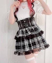 MA*RS（アメーバーマーズ）の「袖レースハートくり抜きフリルテレコトップス（Tシャツ/カットソー）」