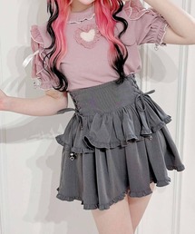 MA*RS（アメーバーマーズ）の「袖レースハートくり抜きフリルテレコトップス（Tシャツ/カットソー）」