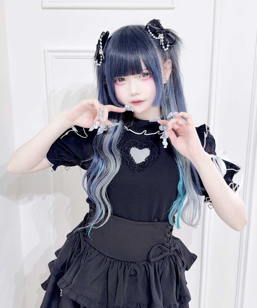 MA*RS(アメーバーマーズ)の「袖レースハートくり抜きフリルテレコトップス(Tシャツ/カットソー・レディース・ピンク/ホワイト/ブラック・FREE)」の7枚目の写真