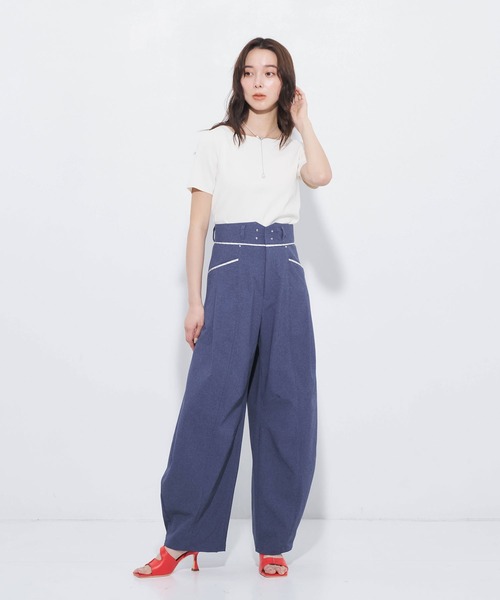UNITED TOKYO(ユナイテッドトウキョウ)の「【夏の新定番】18Gサーブルストレッチスクエアネックニット|ウォッシャブル/吸汗/吸湿/接触冷感/防シワ/オフィスカジュアル/半袖/夏服/ストレッチ(ニット/セーター・レディース・レッド/ブラック/オフホワイト・FREE)」の17枚目の写真