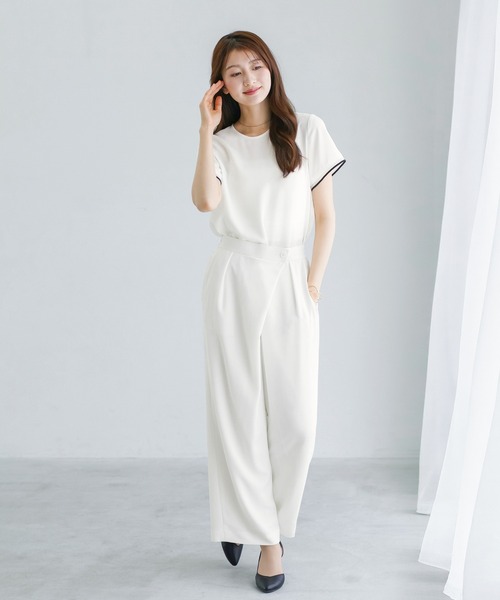 WHITE JOOLA（ホワイトジョーラ）の「【 ラクして整うカセット服 】 さらさらオックス・袖口シアーブラウス（シャツ/ブラウス・レディース・ベージュ/オフホワイト/ネイビー・M/S/L）」の6枚目の写真
