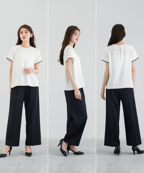WHITE JOOLA（ホワイトジョーラ）の「【 ラクして整うカセット服 】 さらさらオックス・袖口シアーブラウス（シャツ/ブラウス・レディース・ベージュ/オフホワイト/ネイビー・M/S/L）」の21枚目の写真