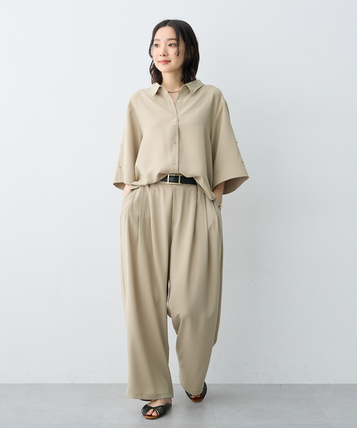 anyfee(エニフィー)の「【anyfee×HINAコラボ】サマラク2wayスリーブワイドシャツ《大きいサイズ》(2026SS)(シャツ/ブラウス・レディース・ベージュ/ネイビー/アイボリー/チャコール・4L/5L/3L)」の15枚目の写真