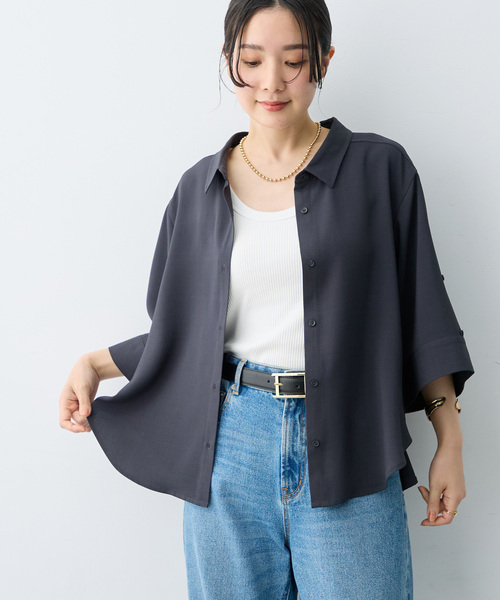 anyfee(エニフィー)の「【anyfee×HINAコラボ】サマラク2wayスリーブワイドシャツ《大きいサイズ》(2026SS)(シャツ/ブラウス・レディース・ベージュ/ネイビー/アイボリー/チャコール・4L/5L/3L)」の17枚目の写真