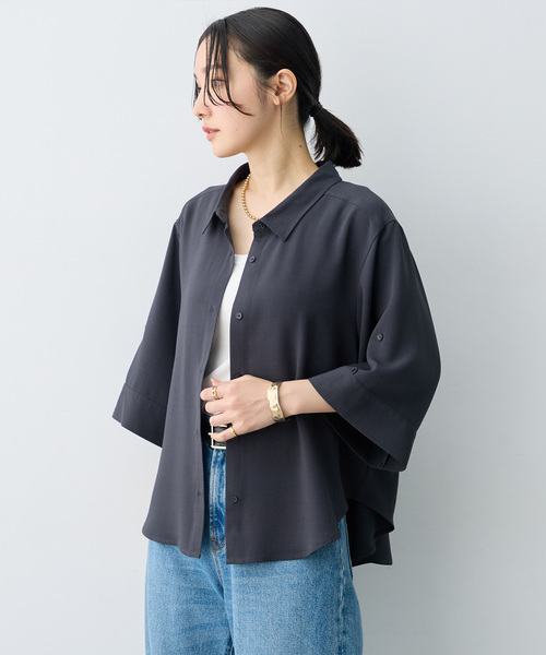 anyfee(エニフィー)の「【anyfee×HINAコラボ】サマラク2wayスリーブワイドシャツ《大きいサイズ》(2026SS)(シャツ/ブラウス・レディース・ベージュ/ネイビー/アイボリー/チャコール・4L/5L/3L)」の19枚目の写真