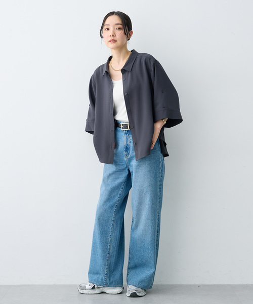 anyfee(エニフィー)の「【anyfee×HINAコラボ】サマラク2wayスリーブワイドシャツ《大きいサイズ》(2026SS)(シャツ/ブラウス・レディース・ベージュ/ネイビー/アイボリー/チャコール・4L/5L/3L)」の20枚目の写真