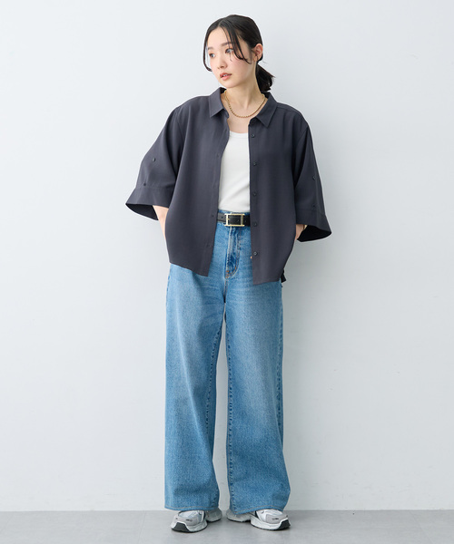 anyfee(エニフィー)の「【anyfee×HINAコラボ】サマラク2wayスリーブワイドシャツ《大きいサイズ》(2026SS)(シャツ/ブラウス・レディース・ベージュ/ネイビー/アイボリー/チャコール・4L/5L/3L)」の21枚目の写真