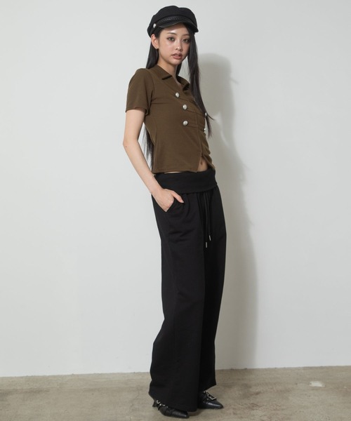 3.3 Field Trip (3.3フィールドトリップ)の「3.3 Field Trip/ナポレオンデザインホックショートスリーブトップス(Tシャツ/カットソー・レディース・グレー/ブラック/カーキ・FREE)」の8枚目の写真