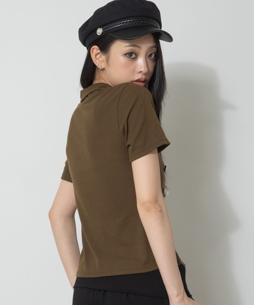 3.3 Field Trip (3.3フィールドトリップ)の「3.3 Field Trip/ナポレオンデザインホックショートスリーブトップス(Tシャツ/カットソー・レディース・グレー/ブラック/カーキ・FREE)」の10枚目の写真