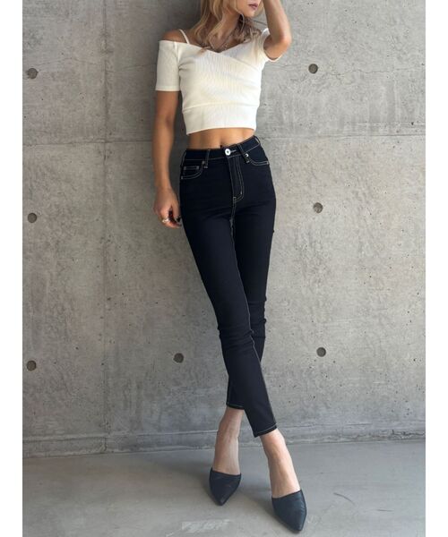 GYDA（ジェイダ）の「【TINY低身長さん向け】ハイウエストワンウォッシュスキニーパンツ（デニムパンツ・レディース・ブラック・X-SMALL/SMALL/MEDIUM）」の3枚目の写真