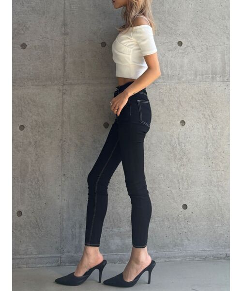 GYDA（ジェイダ）の「【TINY低身長さん向け】ハイウエストワンウォッシュスキニーパンツ（デニムパンツ・レディース・ブラック・X-SMALL/SMALL/MEDIUM）」の7枚目の写真