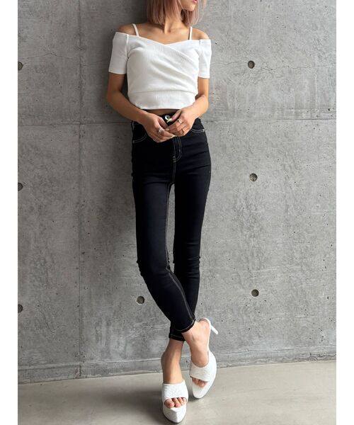GYDA（ジェイダ）の「【TINY低身長さん向け】ハイウエストワンウォッシュスキニーパンツ（デニムパンツ・レディース・ブラック・X-SMALL/SMALL/MEDIUM）」の8枚目の写真