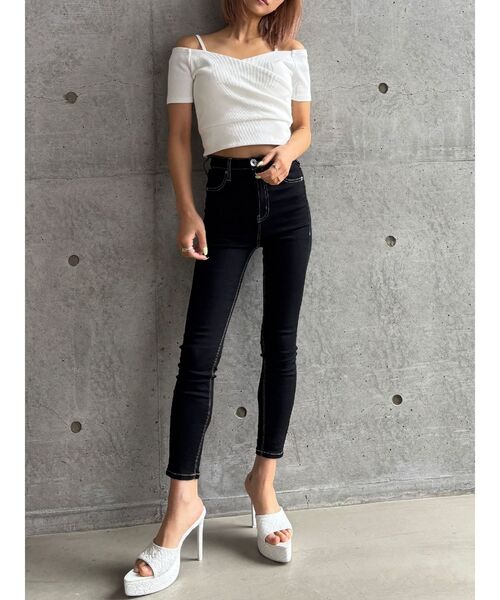 GYDA（ジェイダ）の「【TINY低身長さん向け】ハイウエストワンウォッシュスキニーパンツ（デニムパンツ・レディース・ブラック・X-SMALL/SMALL/MEDIUM）」の9枚目の写真
