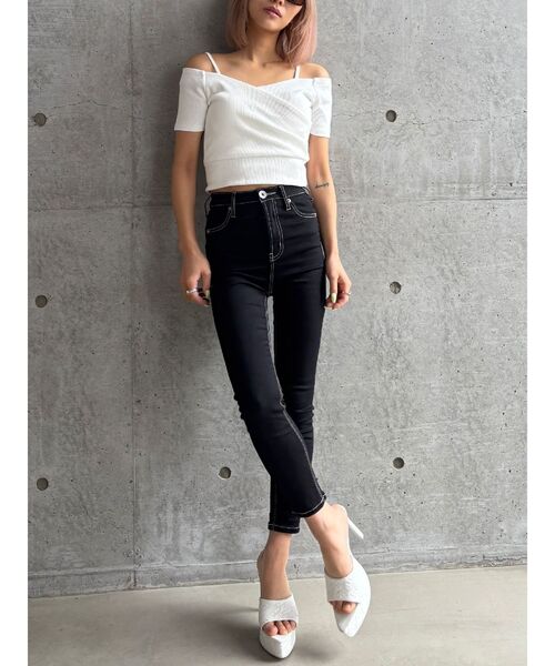 GYDA（ジェイダ）の「【TINY低身長さん向け】ハイウエストワンウォッシュスキニーパンツ（デニムパンツ・レディース・ブラック・X-SMALL/SMALL/MEDIUM）」の10枚目の写真