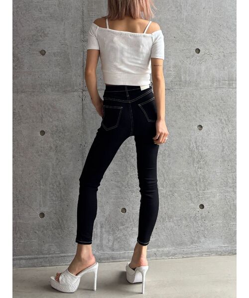 GYDA（ジェイダ）の「【TINY低身長さん向け】ハイウエストワンウォッシュスキニーパンツ（デニムパンツ・レディース・ブラック・X-SMALL/SMALL/MEDIUM）」の12枚目の写真