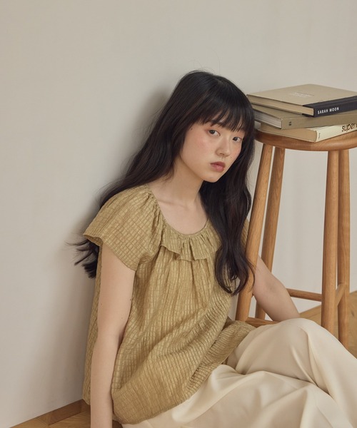Alumu.（エルム）の「フリルチェックブラウス（シャツ/ブラウス・レディース・ベージュ・FREE）」の12枚目の写真