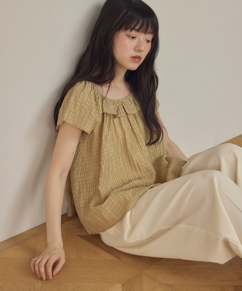 Alumu.（エルム）の「フリルチェックブラウス（シャツ/ブラウス・レディース・ベージュ・FREE）」の13枚目の写真