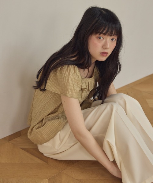 Alumu.（エルム）の「フリルチェックブラウス（シャツ/ブラウス・レディース・ベージュ・FREE）」の14枚目の写真