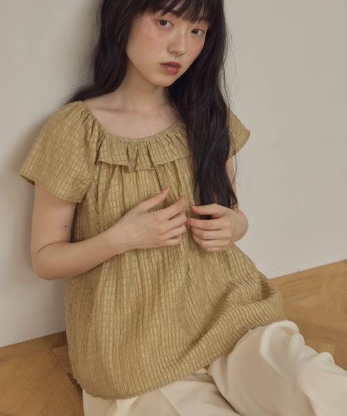 Alumu.（エルム）の「フリルチェックブラウス（シャツ/ブラウス・レディース・ベージュ・FREE）」の15枚目の写真