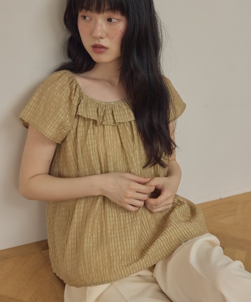 Alumu.（エルム）の「フリルチェックブラウス（シャツ/ブラウス・レディース・ベージュ・FREE）」の17枚目の写真