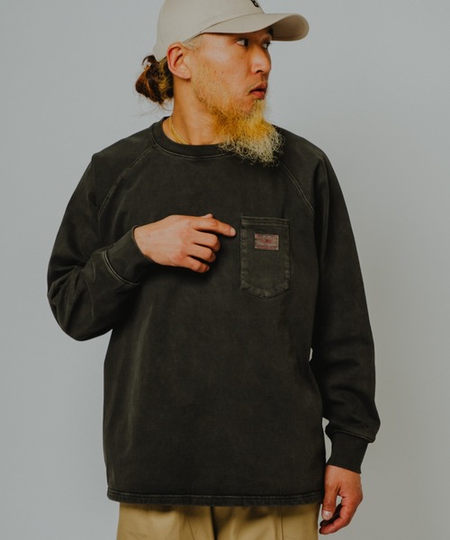 BIG MIKE(ビッグマイク)の「BIG MIKE ビッグマイク /26秋冬新作 ピグメント & ソリッド 10オンス 3ポケット ロンT サングラスポケット ラグラン ヘビーウェイトTシャツ //// 102638793(Tシャツ/カットソー・メンズ・オフホワイト/スミクロ/アッシュ/グレー系その他・MEDIUM/X-LARGE/LARGE)」の1枚目の写真