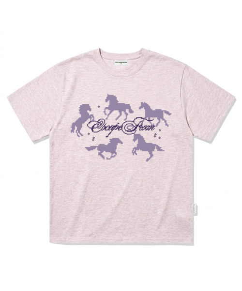 ESCAPEFROM(エスケープフロム)の「アラウンドホースプリントオーバーサイズ半袖Tシャツメランジピンク(Tシャツ/カットソー・レディース・その他・LARGE/MEDIUM/SMALL)」の1枚目の写真
