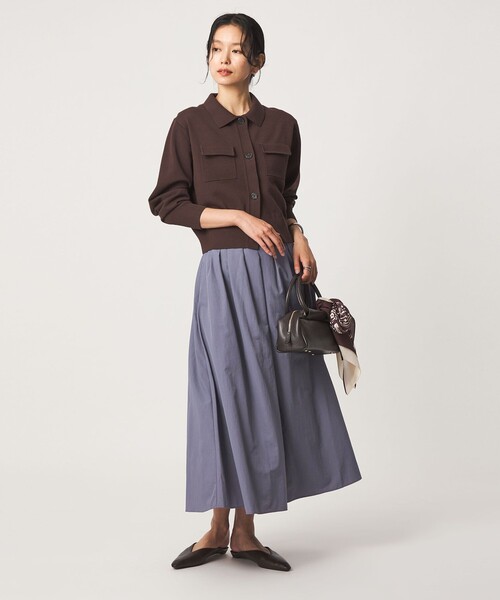 green label relaxing（グリーンレーベルリラクシング）の「ナイロン タック フレア スカート（スカート・レディース・ライトブルー/オフホワイト/ブラック・36/38/40）」の7枚目の写真
