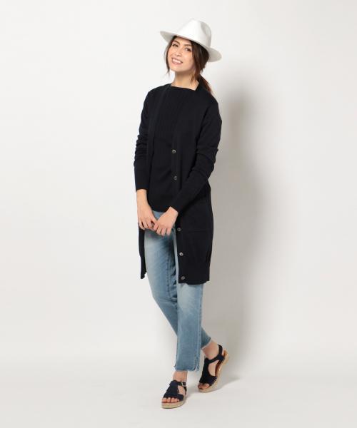 SHARE PARK(シェアパーク)の「コットンベーシック カーディガン(カーディガン/ボレロ・レディース・アイボリー系/イエロー系/ピンク系/ブルー系/ネイビー系・1)」の2枚目の写真