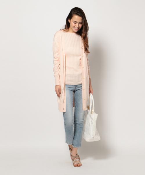 SHARE PARK(シェアパーク)の「コットンベーシック カーディガン(カーディガン/ボレロ・レディース・アイボリー系/イエロー系/ピンク系/ブルー系/ネイビー系・1)」の5枚目の写真