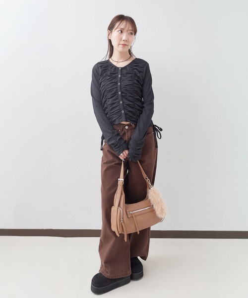 archives(アルシーヴ)の「シャーリングドロストカットTOPS(Tシャツ/カットソー・レディース・ブラック/アイボリー/ブラウン・MEDIUM)」の18枚目の写真