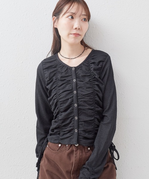 archives(アルシーヴ)の「シャーリングドロストカットTOPS(Tシャツ/カットソー・レディース・ブラック/アイボリー/ブラウン・MEDIUM)」の12枚目の写真