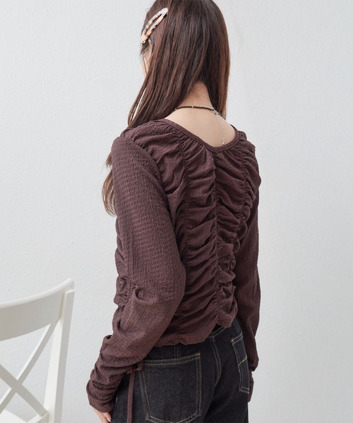 archives(アルシーヴ)の「シャーリングドロストカットTOPS(Tシャツ/カットソー・レディース・ブラック/アイボリー/ブラウン・MEDIUM)」の21枚目の写真